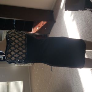 2B Bebe s bodycon mesh declatage studded caged back sexy